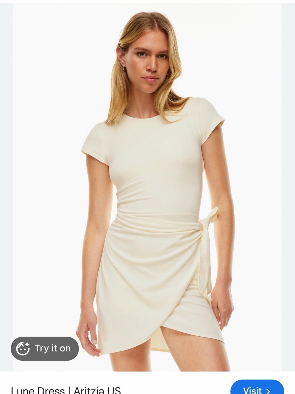 Wilfred Cream Side-Tie Mini Dress